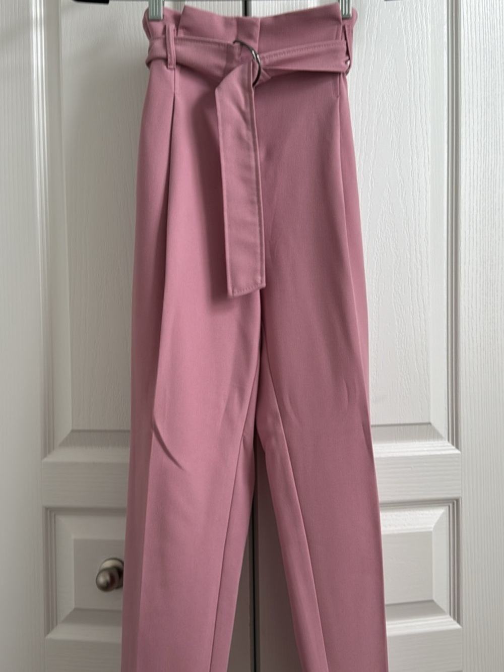 Topshop Dusty Rose High-Waist Belted Wide-Leg Trousers